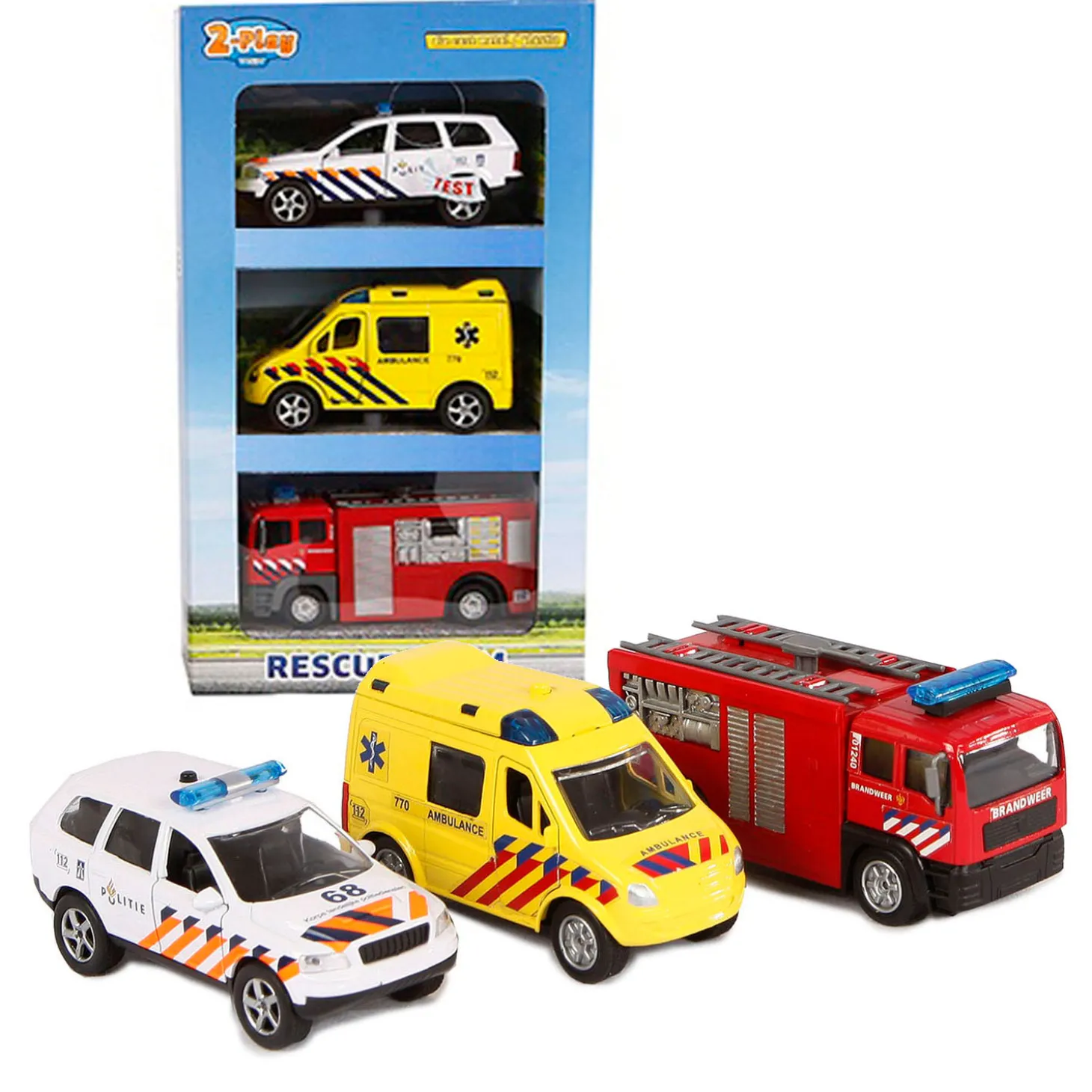 2-Play Die-cast Hulpdienst Voertuigen NL met Licht en Geluid