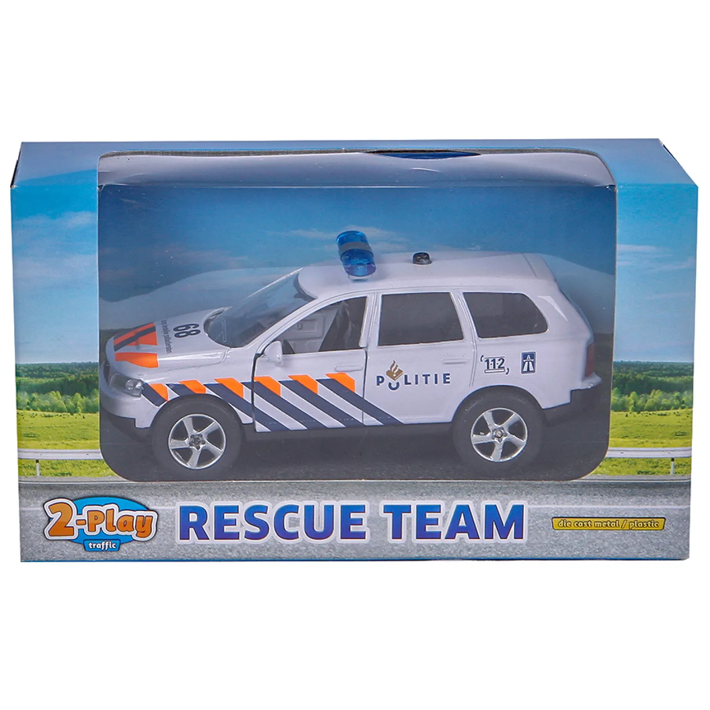2-Play Die-cast Pull Back Politie NL Licht en Geluid