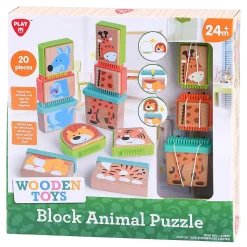 Play Houten Blokpuzzel Dieren, 20dlg.