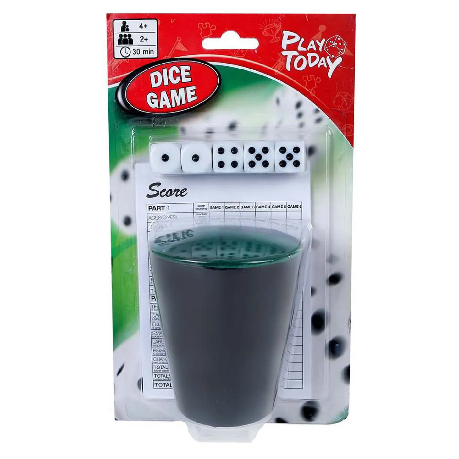 Play Today Dobbelspel met Beker en 5 Dobbelstenen