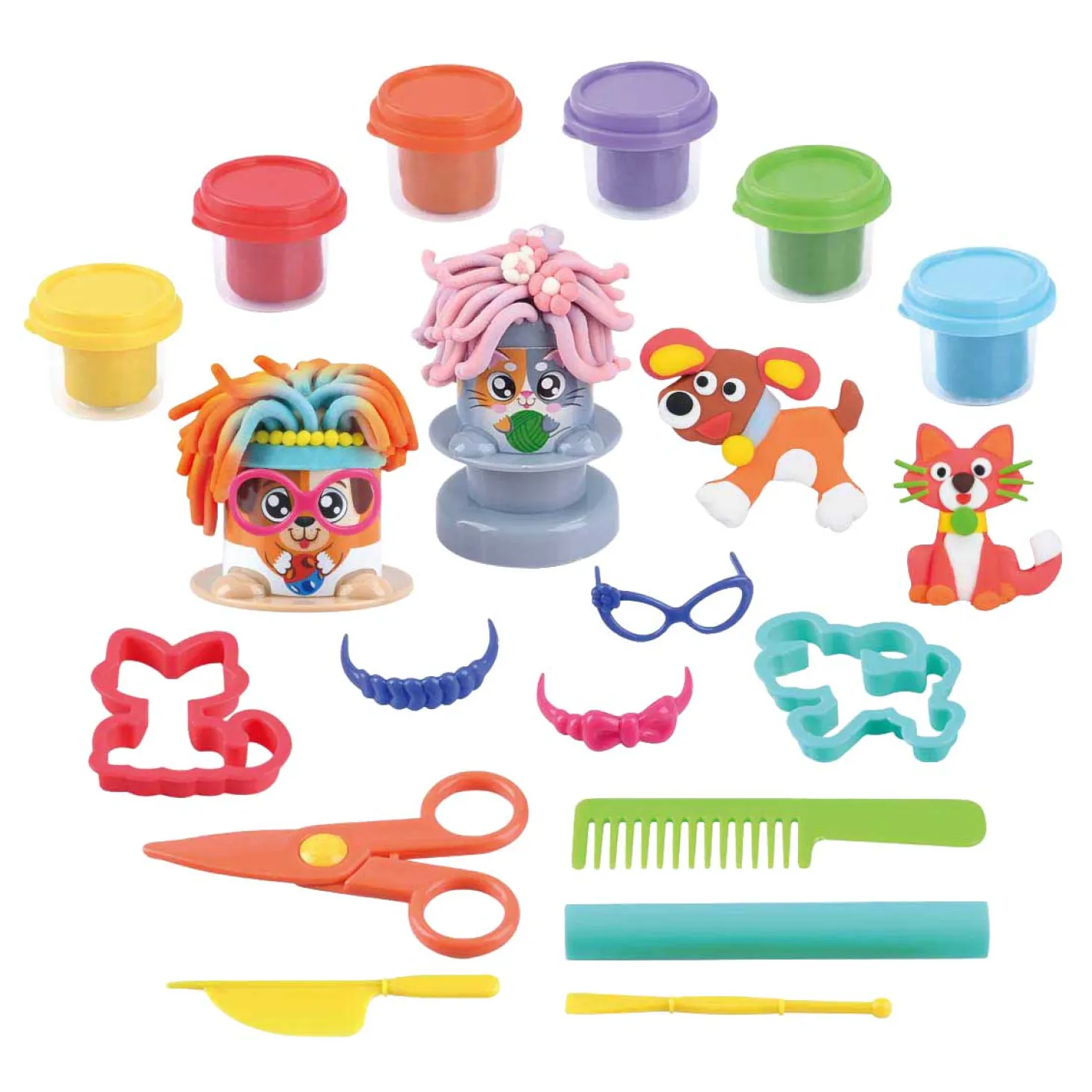 Playgo Junior Huisdier Trimmer Kleiset - 6 Kleipotjes