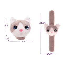 Pluche Klaparmband Katje Grijs