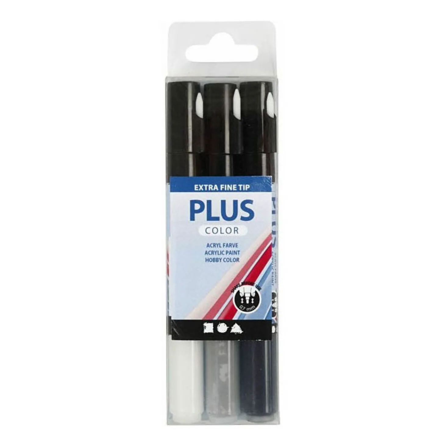 Plus Color Marker - Zwart/Off-white/Rain Grey, 3st.