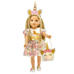 Poppen Accessoires Glitter Eenhoorn Set, 30-34 cm