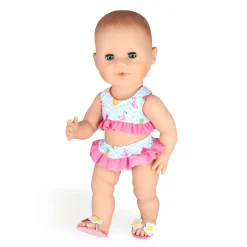 Poppen Bikini met Slippers Flamingo, 35-45 cm