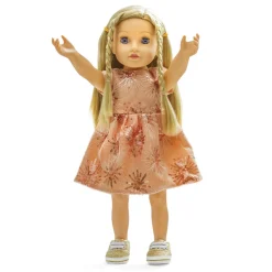 Poppen Glitterjurk Rose Gold, 35-45 cm