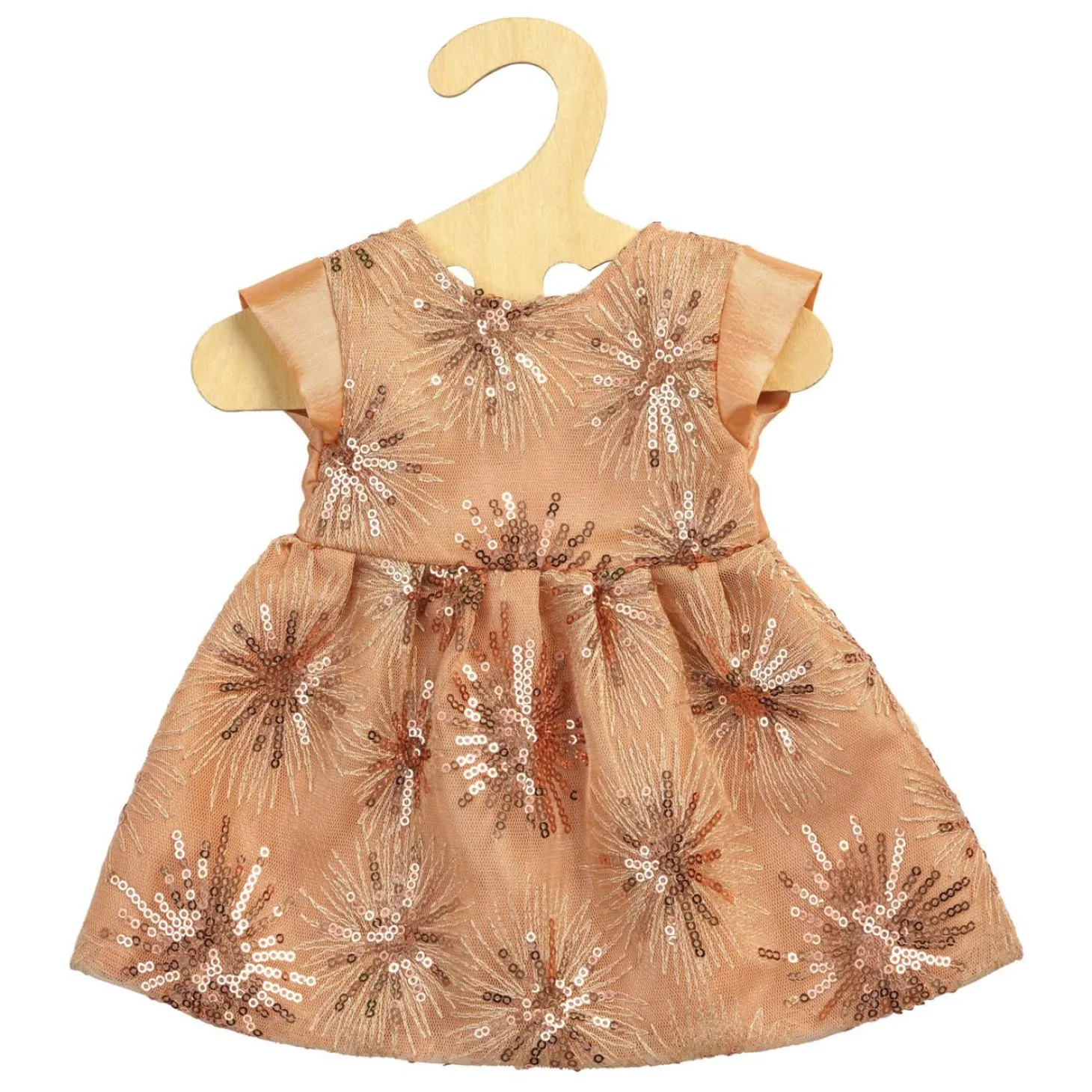 Poppen Glitterjurk Rose Gold, 28-35 cm