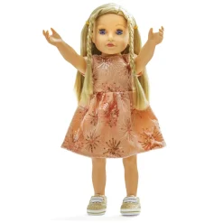 Poppen Glitterjurk Rose Gold, 28-35 cm