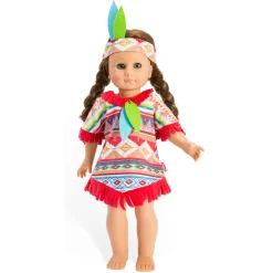 Poppen Indianenset Blauwe Veren, 28-35 cm