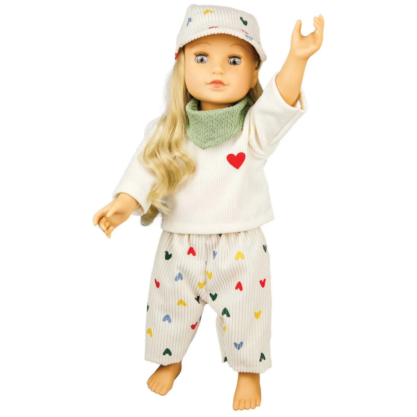 Poppen Ribfluwelen Broek Hartjesconfetti, 35-45 cm