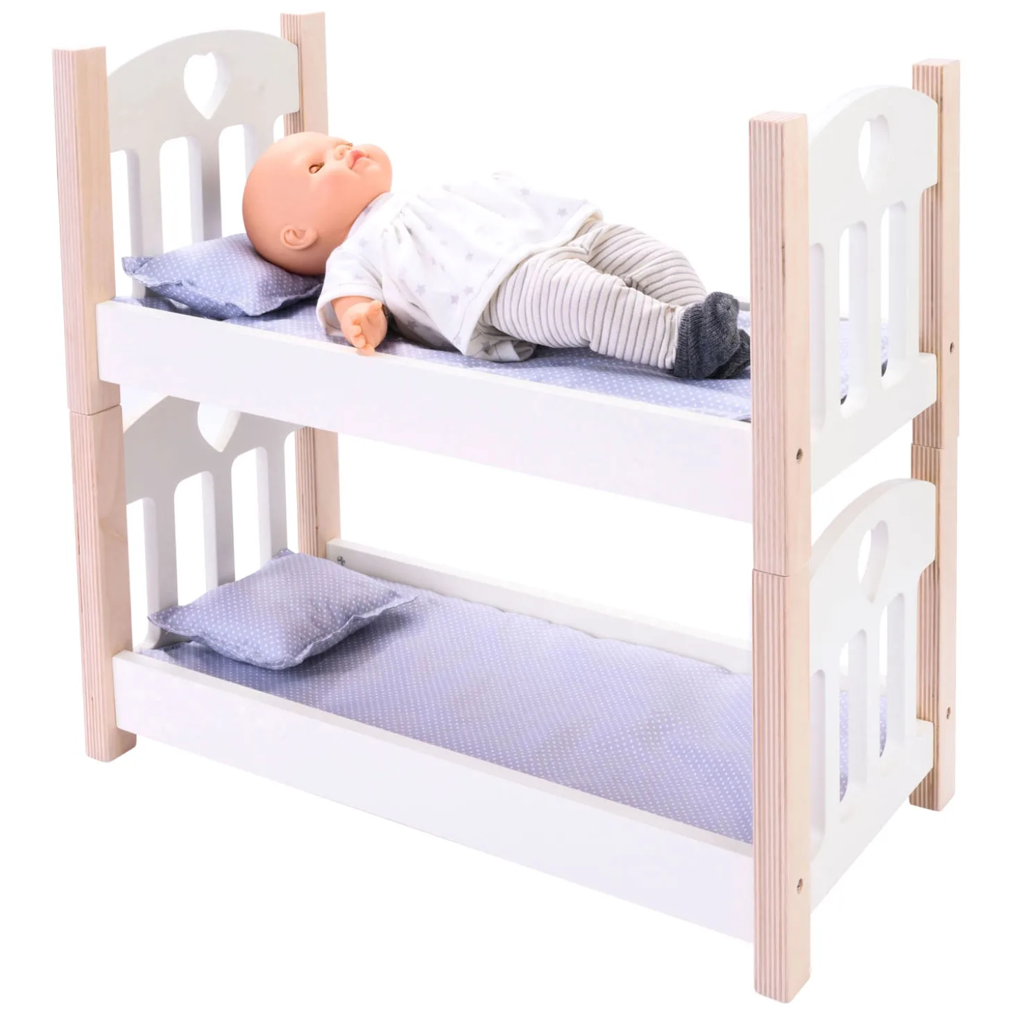 Poppen Stapelbed Grijs/Wit