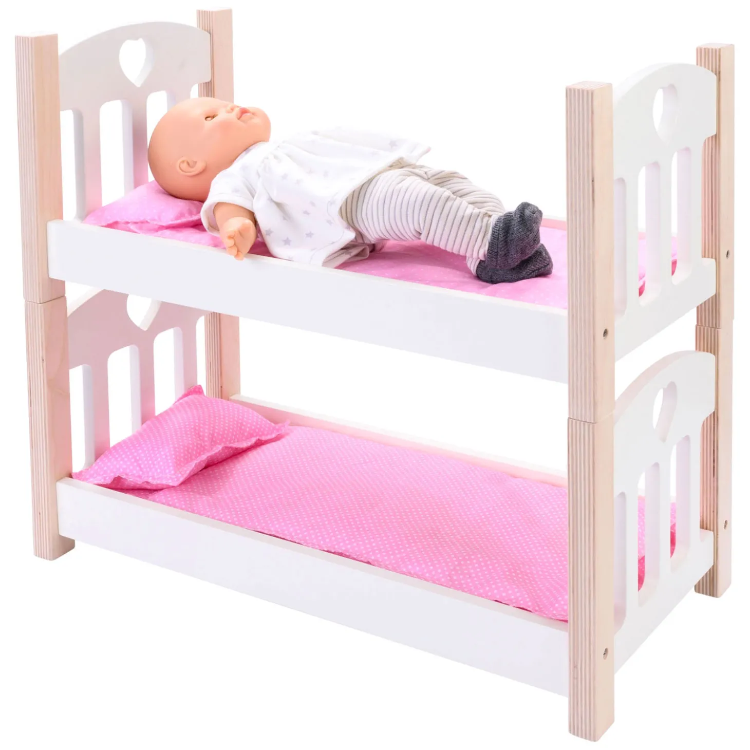 Poppen Stapelbed Roze/Wit