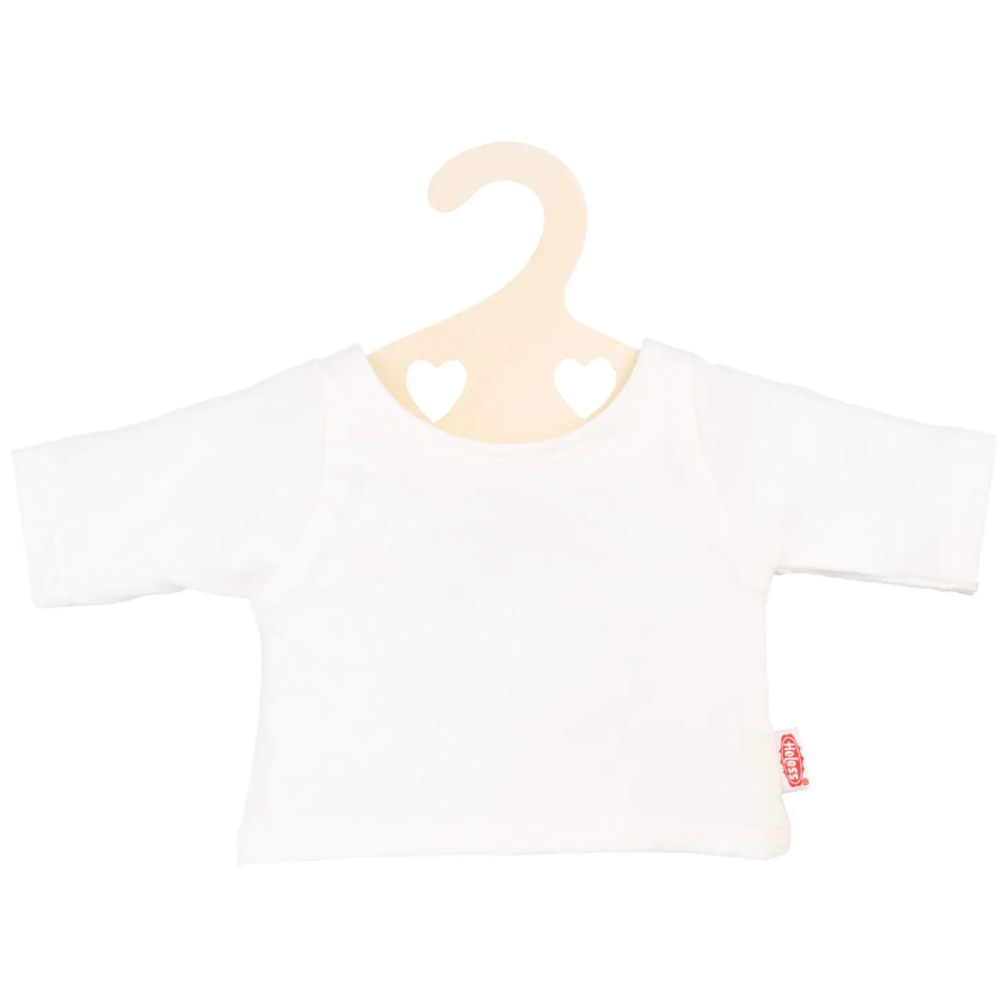 Poppen T-Shirt Wit op Kledinghanger, maat 28-35 cm