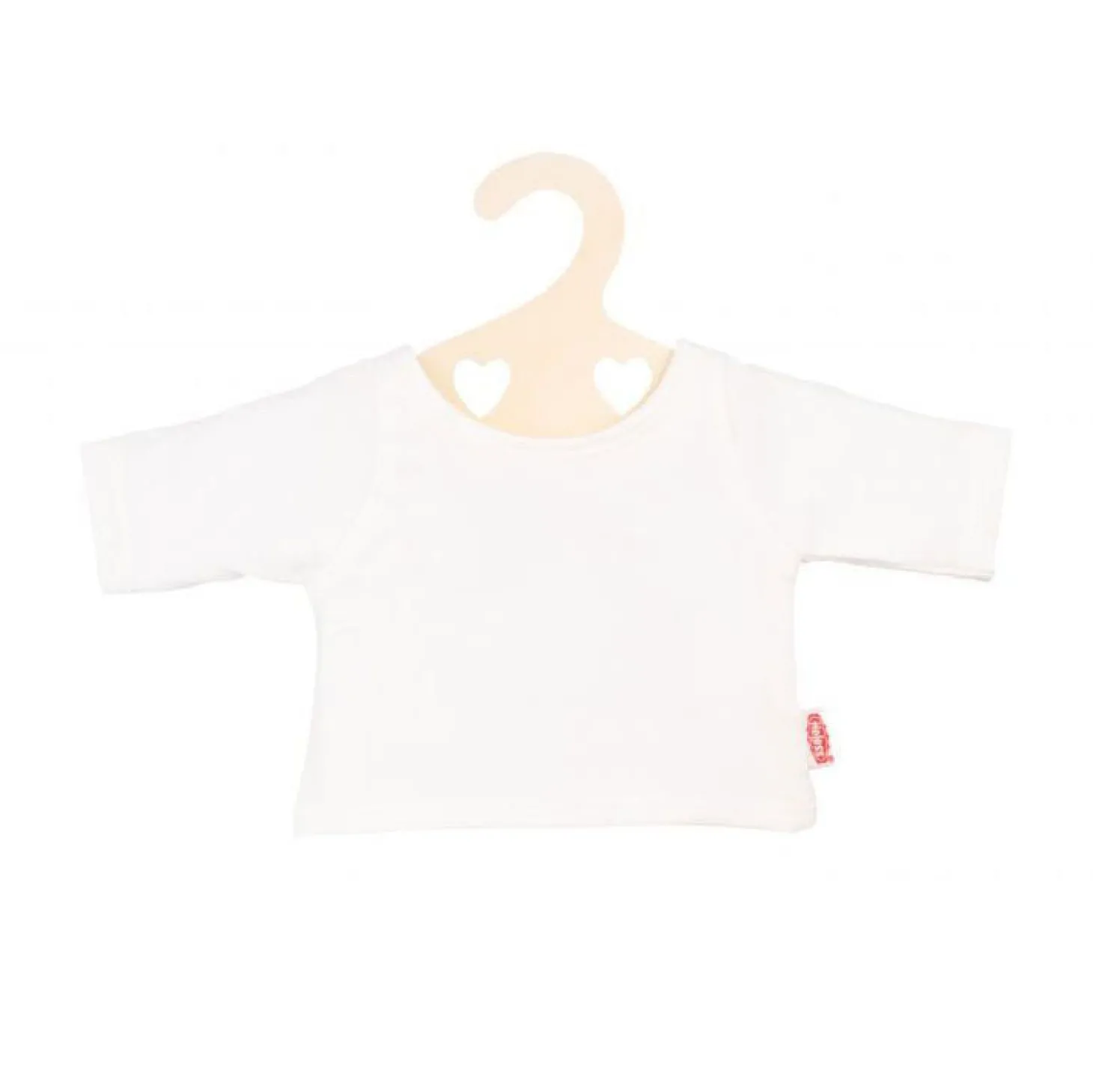 Poppen T-Shirt Wit op Kledinghanger, maat 35-45 cm
