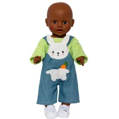 Poppen Tuinbroek met Gestreept Shirt Bunny Lou, 28-35 cm