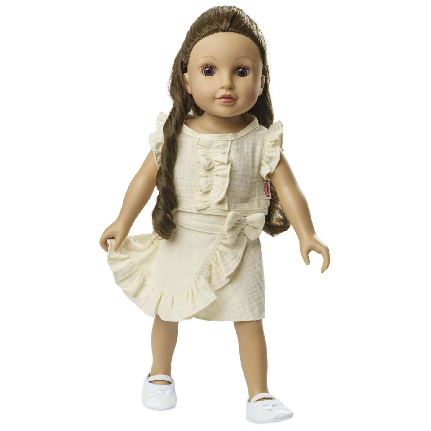 Poppen Wikkelrok Ecru met Ruches, 35-45 cm