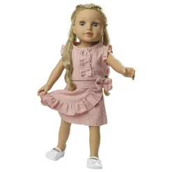 Poppen Wikkelrok Roze met Ruches, 35-45 cm