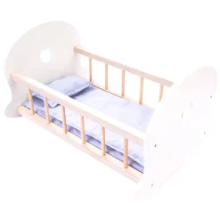 Poppenbedje Schommelwieg, Grijs/Wit