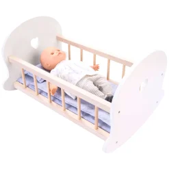 Poppenbedje Schommelwieg, Grijs/Wit