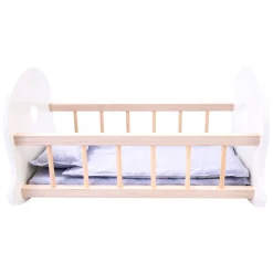 Poppenbedje Schommelwieg, Grijs/Wit