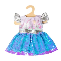 Poppenjurk Fee en Eenhoorn met Sequins en Kroon, 28-35 cm