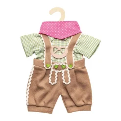 Poppenkleding Lederhosen met Overhemd en Sjaal, 28-35 cm