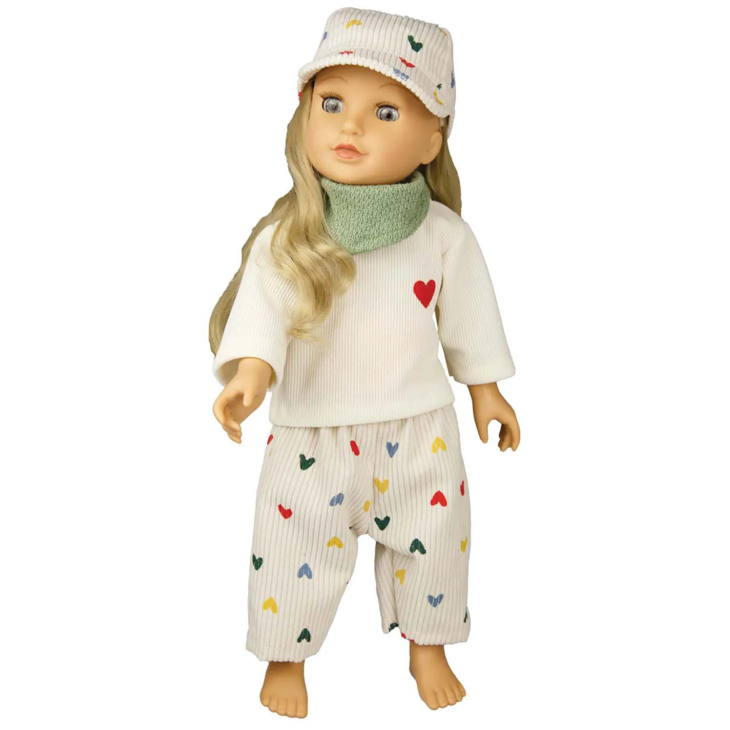 Poppenmuts Hartjesconfetti, 28-35 cm