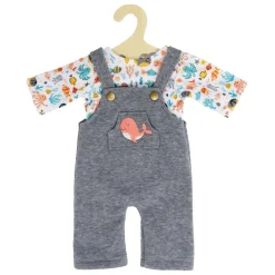 Poppentuinbroek met T-shirt Walvis, 28-35 cm