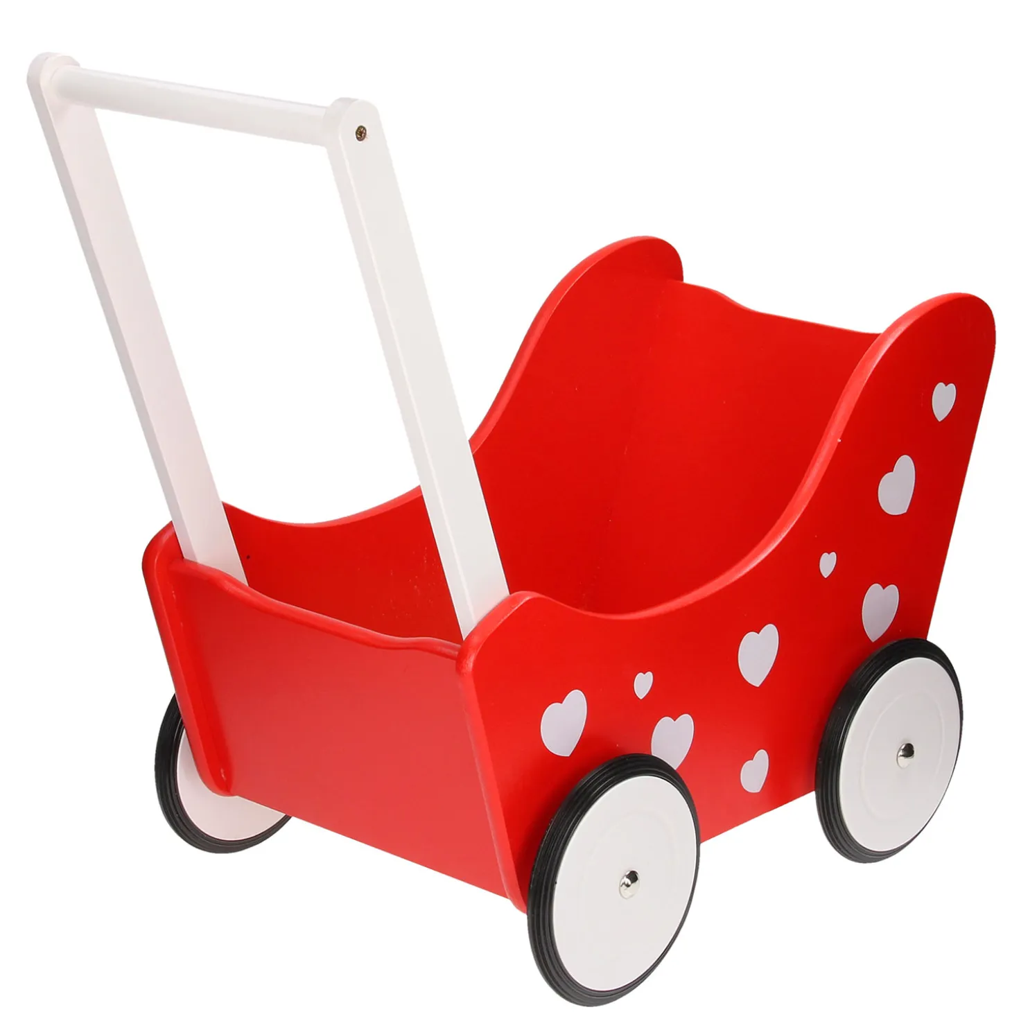 Poppenwagen Rood met Hartjes