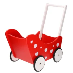 Poppenwagen Rood met Hartjes