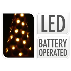 Porseleinen Kerstboom met Led , Set van 6 stuks