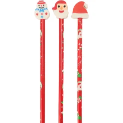 Potlood met Gum Kerst, 3st.