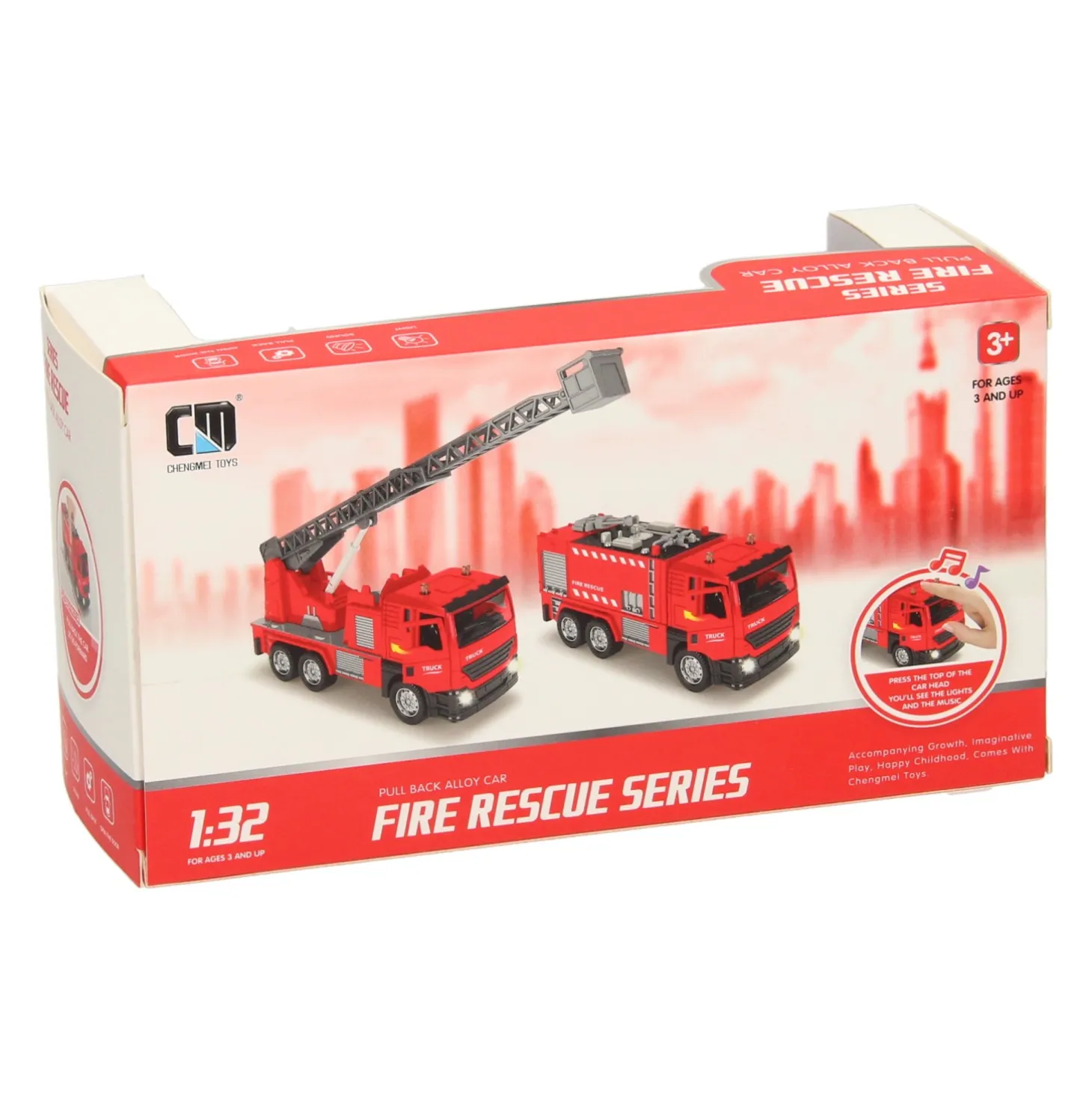 Pull-back Ladderwagen Rood Licht en Geluid