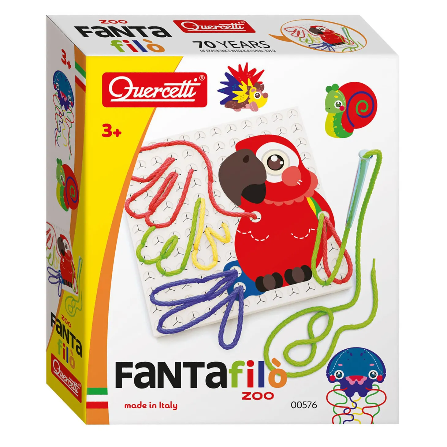 Quercetti Fanta Filo Dierentuin Veters Rijgen, 14dlg.