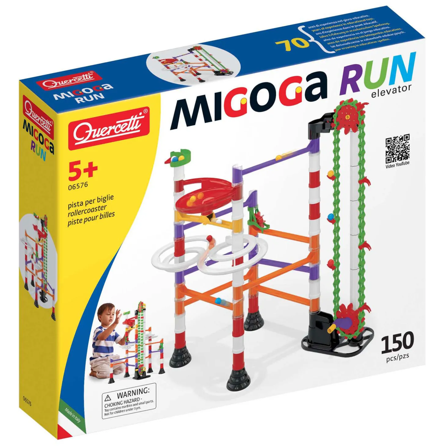 Quercetti Knikkerbaan Migoga met Lift, 150dlg.