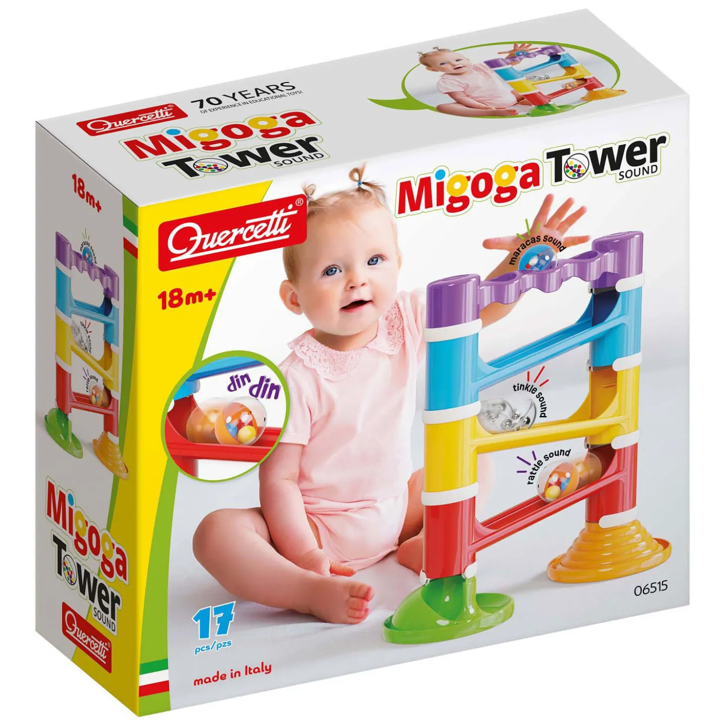 Quercetti Migoga Knikkerbaan Toren met Geluid, 17dlg.