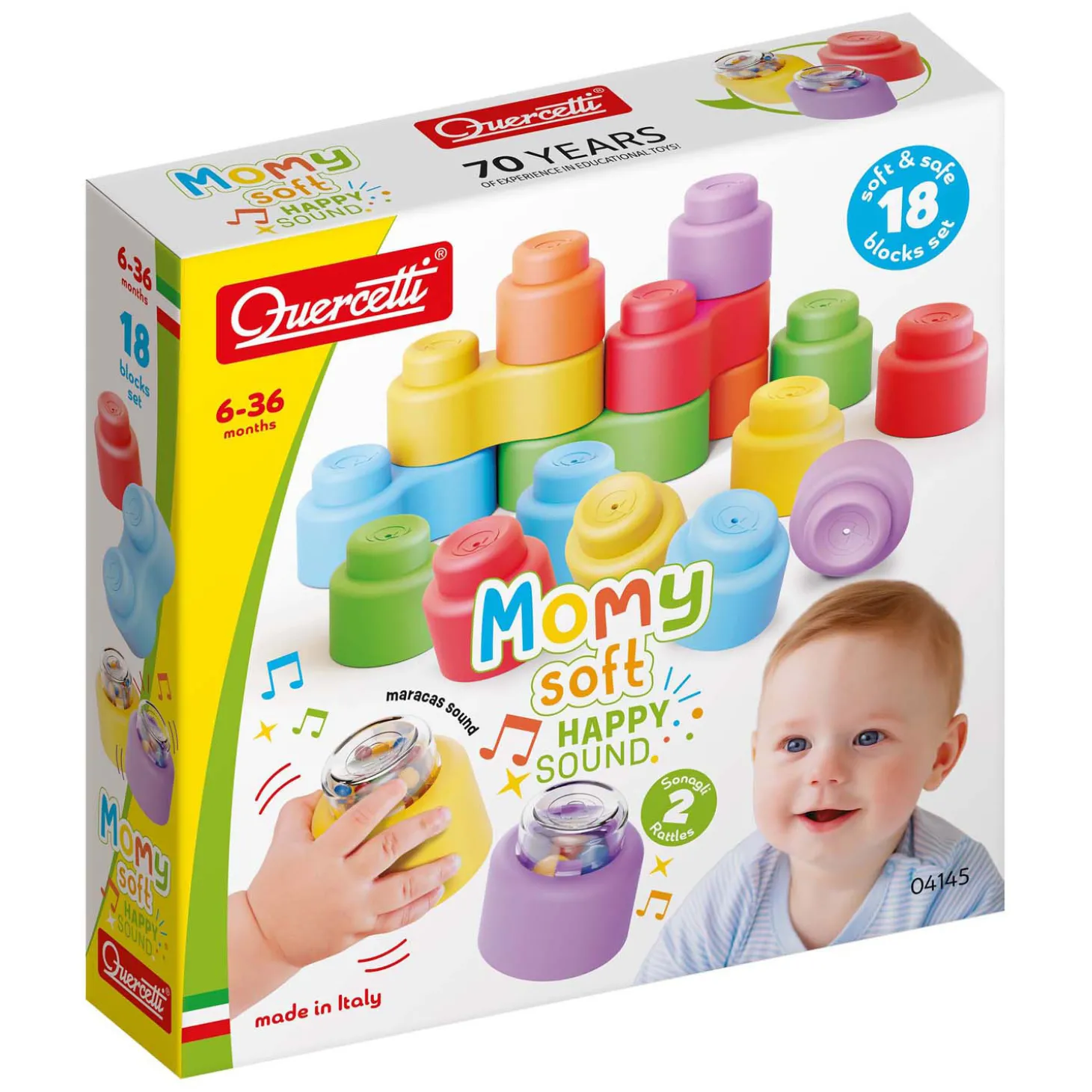 Quercetti Momy Soft Bouwblokken met Geluid, 18dlg.