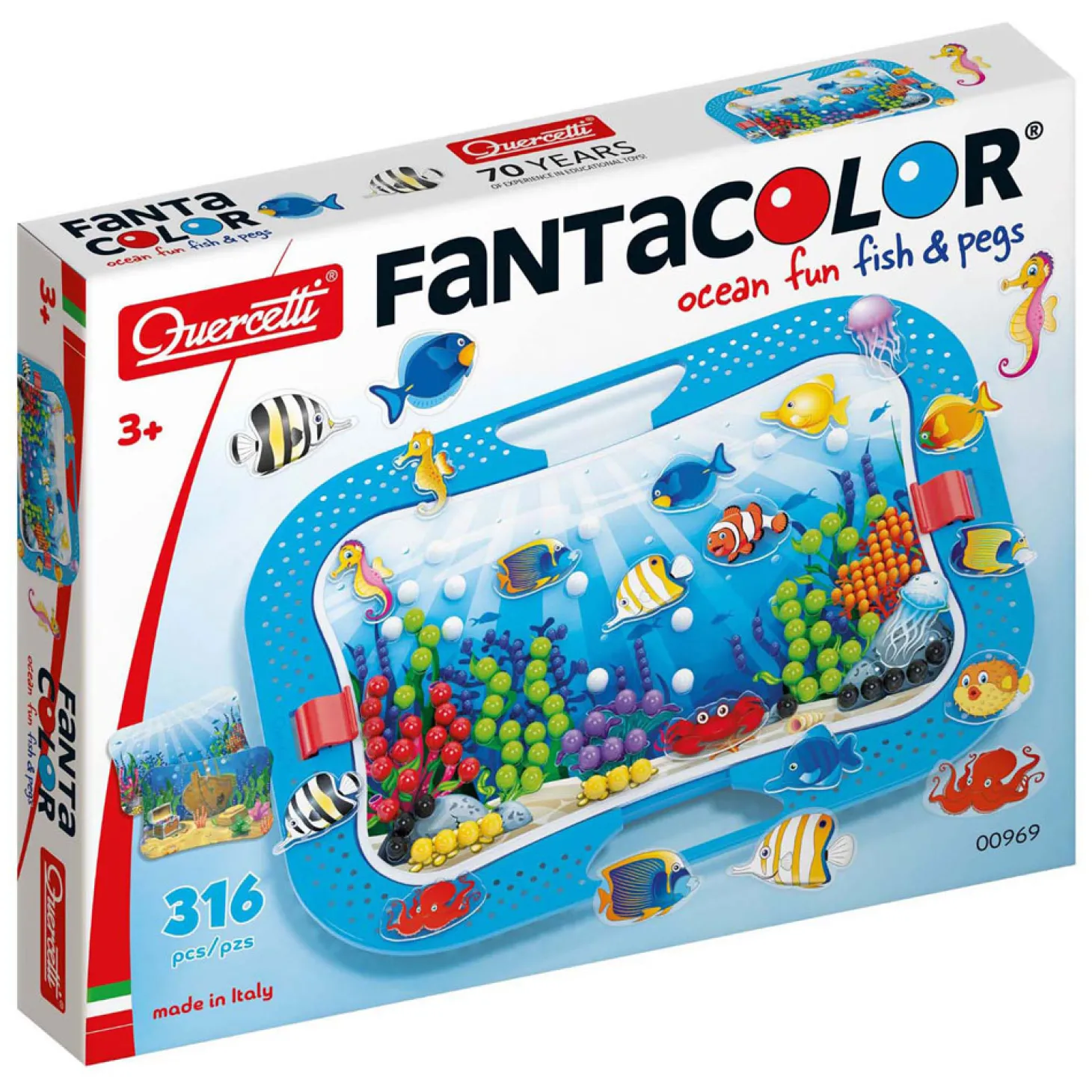 Quercetti Oceaan Plezier Fish & Pegs Insteek Mozaïek, 316dlg.