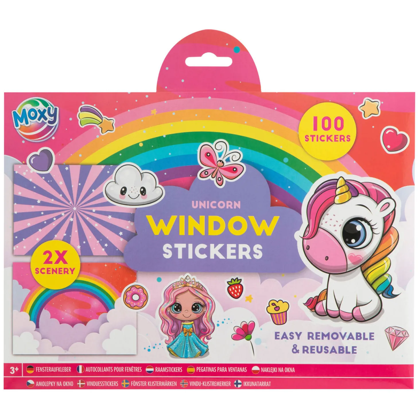 Raamstickers met 2 Sticker Scenes - Eenhoorn, 100st.