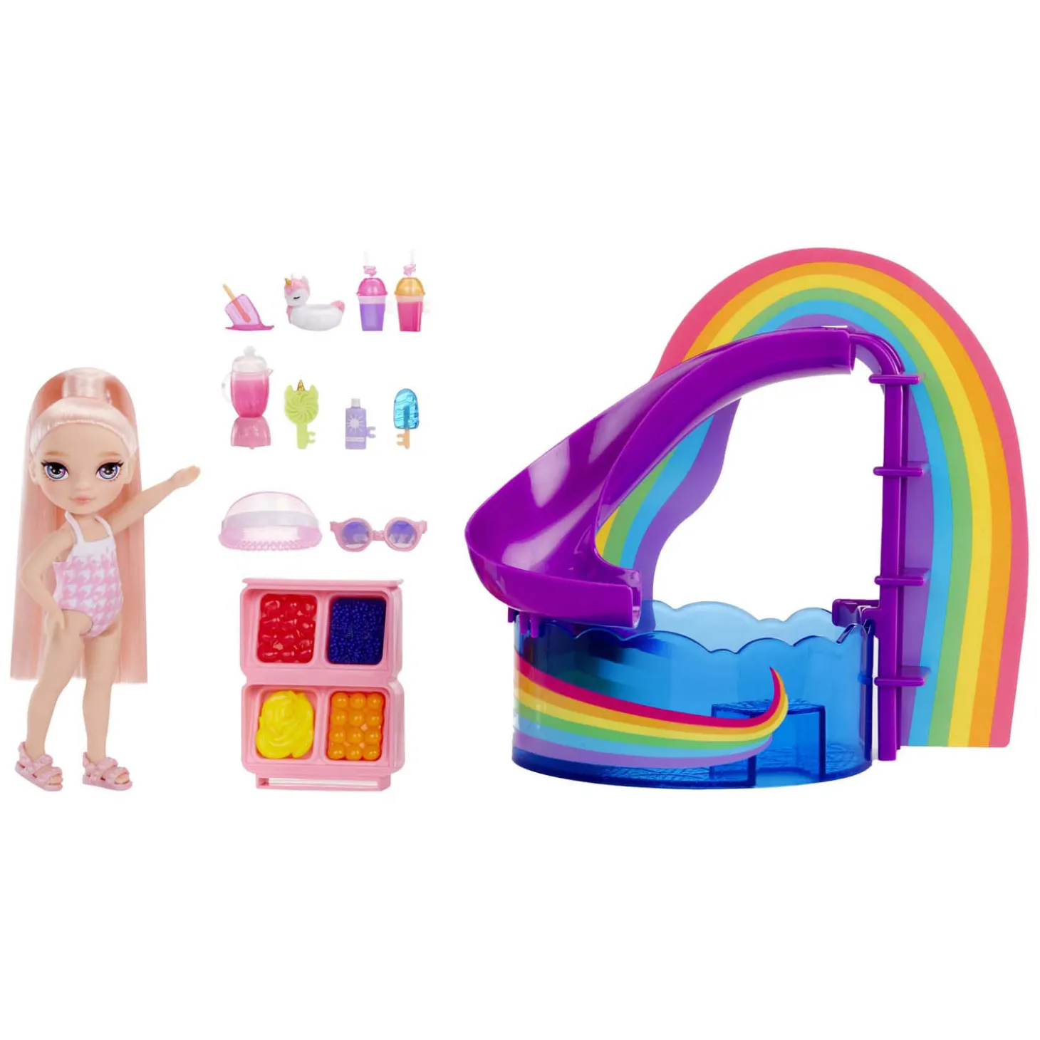 Rainbow High Pop Kleine Zwembaddag met Blush Speelset