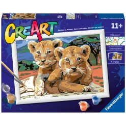 Ravensburger CreArt Schilderen op Nummer - Kleine Leeuwenwelpjes