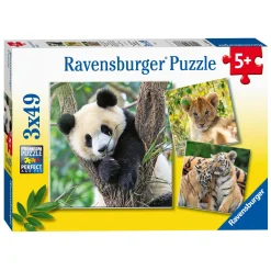 Ravensburger Puzzel Panda, Tijger en Leeuw, 3x49st.