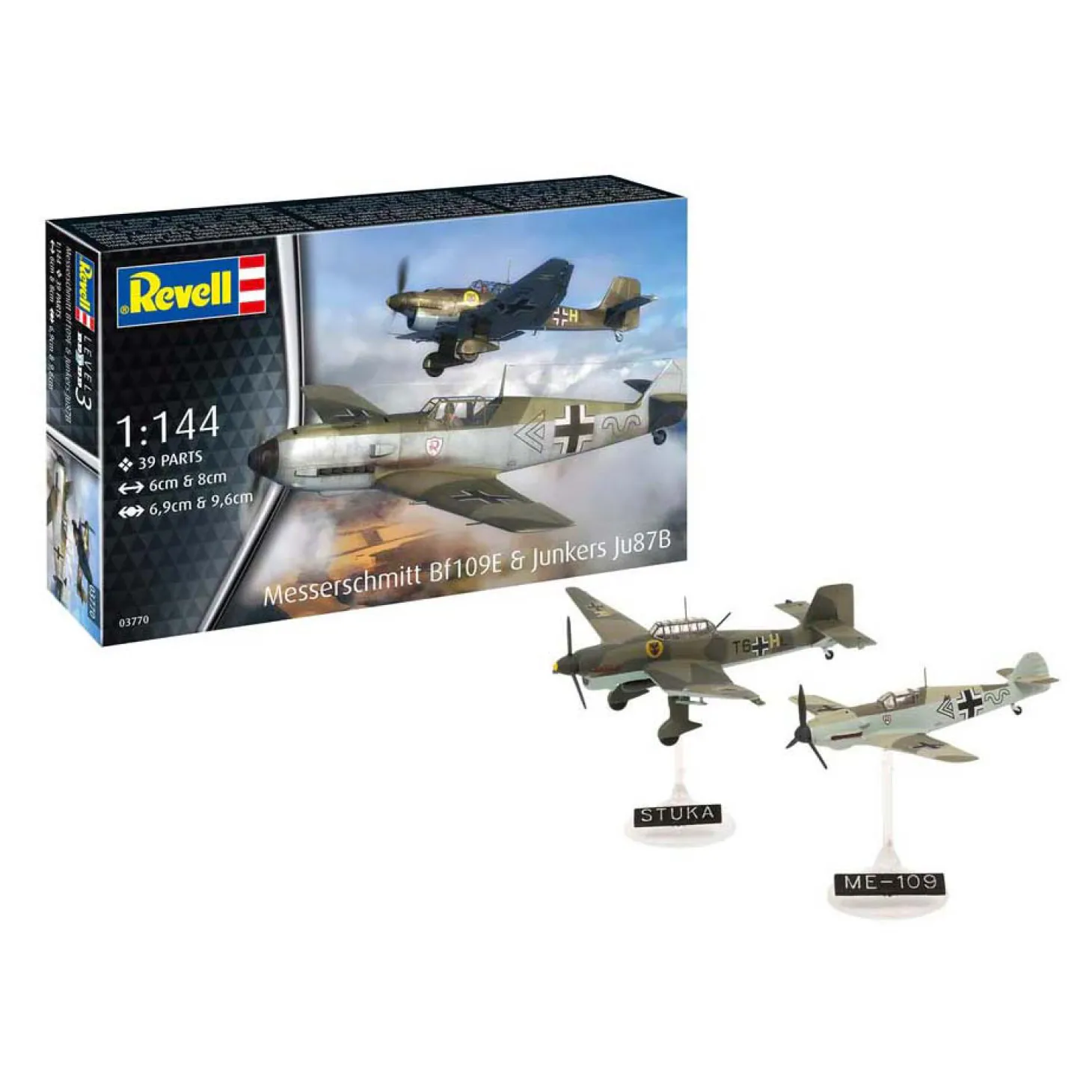 Revell Modelbouwpakket - Messerschmitt Bf109E & Junkers Ju87B 1:144 - 39dlg.