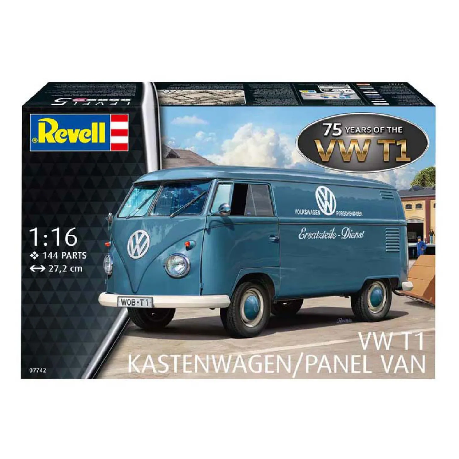 Revell Modelbouwpakket - VW T1 panel van - 75 Years VW T1 1:16 - 144dlg.