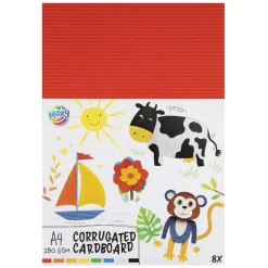 Ribbel Knutselkarton A4, 8 Vellen 8 Kleuren