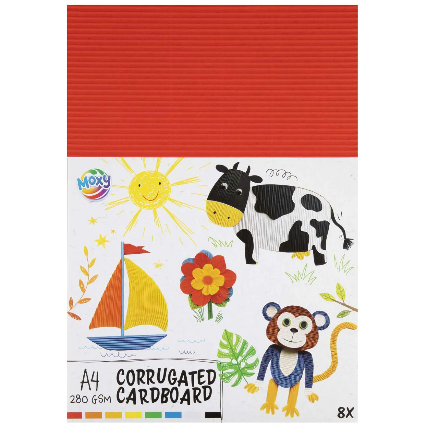 Ribbel Knutselkarton A4, 8 Vellen 8 Kleuren