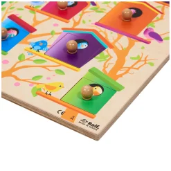 Rolf - Houten Noppenpuzzel Vogelhuisjes, 10st.