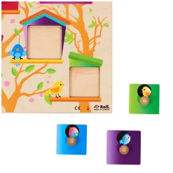 Rolf - Houten Noppenpuzzel Vogelhuisjes, 10st.