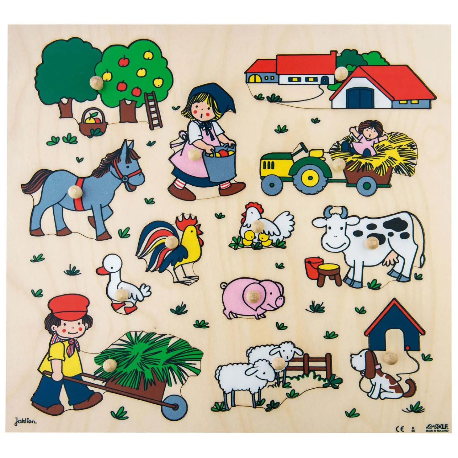 Rolf - Noppenpuzzel Hout Boerderij, 13st.