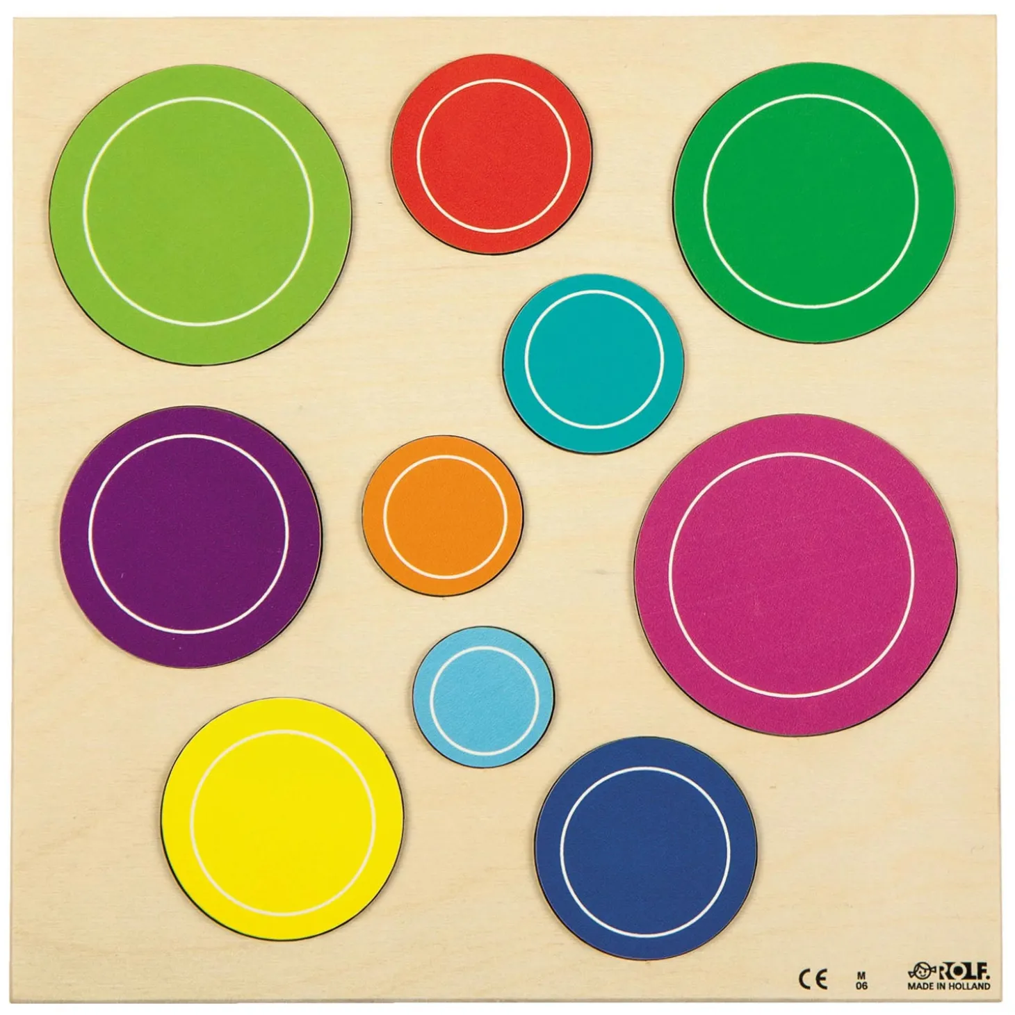 Rolf - Relief Houten Vormenpuzzel Vierkant Driehoek en Circkels, Set van 3